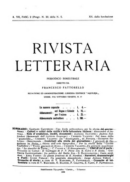 Rivista letteraria periodico bimestrale di letteratura italiana