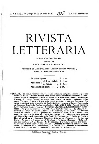 Rivista letteraria periodico bimestrale di letteratura italiana