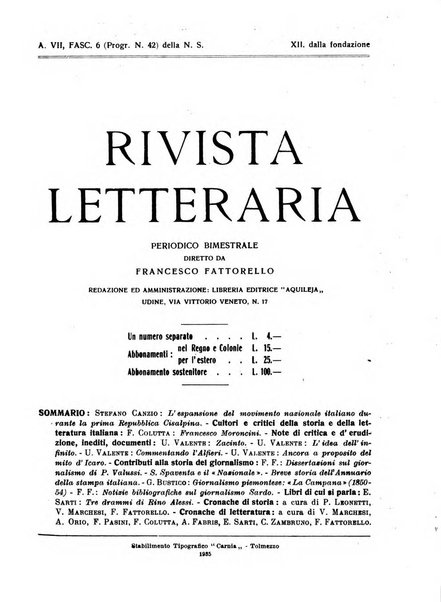 Rivista letteraria periodico bimestrale di letteratura italiana