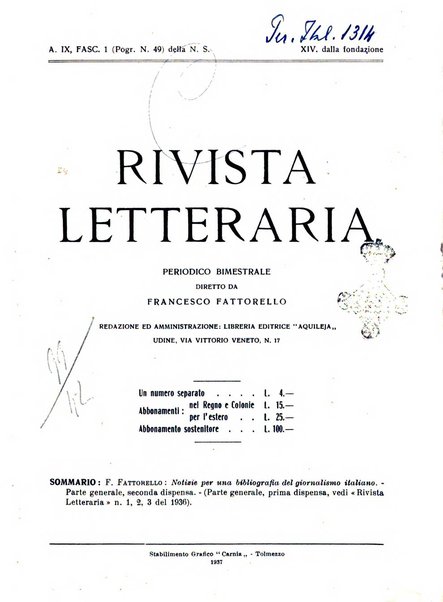 Rivista letteraria periodico bimestrale di letteratura italiana