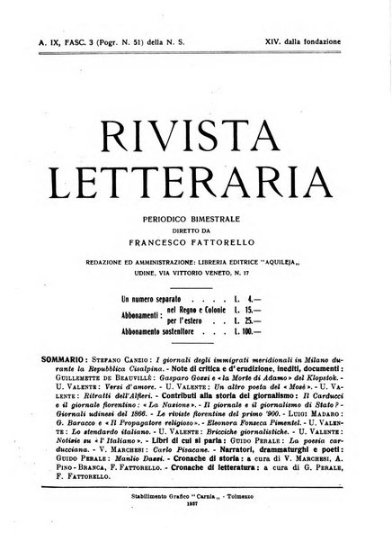 Rivista letteraria periodico bimestrale di letteratura italiana