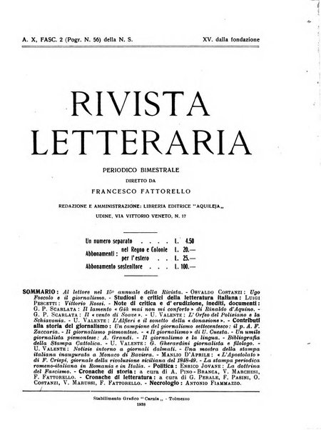 Rivista letteraria periodico bimestrale di letteratura italiana