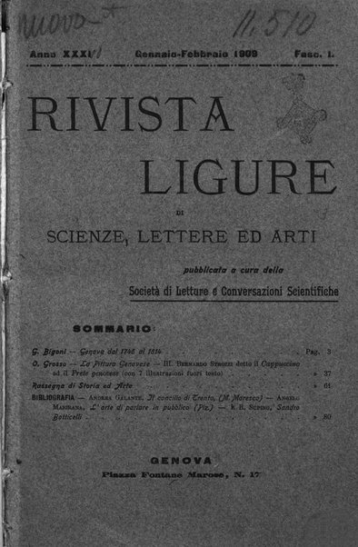 Rivista ligure di scienze, lettere ed arti organo della Società di letture e conversazioni scientifiche di Genova