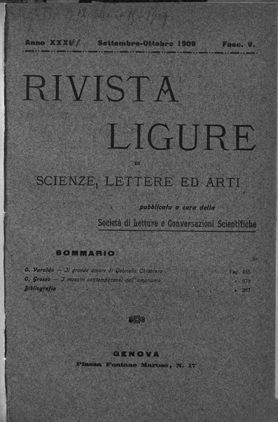 Rivista ligure di scienze, lettere ed arti organo della Società di letture e conversazioni scientifiche di Genova