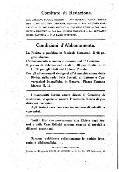 Rivista ligure di scienze, lettere ed arti organo della Società di letture e conversazioni scientifiche di Genova