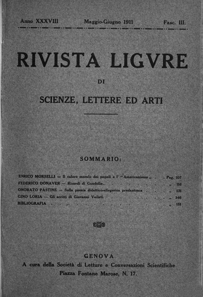 Rivista ligure di scienze, lettere ed arti organo della Società di letture e conversazioni scientifiche di Genova