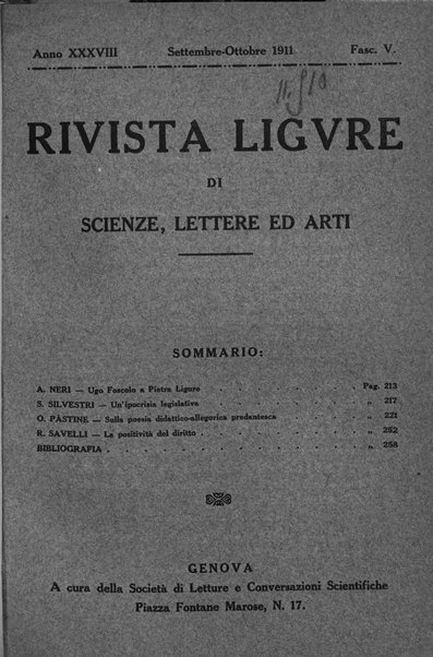 Rivista ligure di scienze, lettere ed arti organo della Società di letture e conversazioni scientifiche di Genova