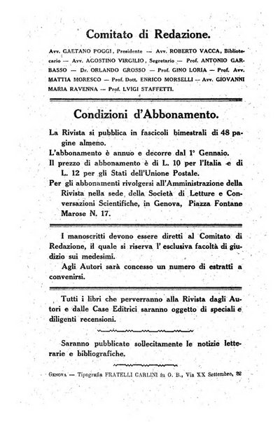 Rivista ligure di scienze, lettere ed arti organo della Società di letture e conversazioni scientifiche di Genova