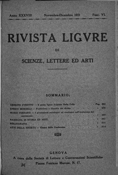 Rivista ligure di scienze, lettere ed arti organo della Società di letture e conversazioni scientifiche di Genova