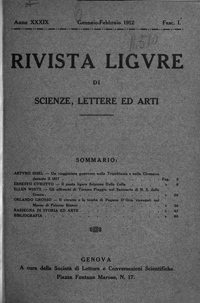 Rivista ligure di scienze, lettere ed arti organo della Società di letture e conversazioni scientifiche di Genova