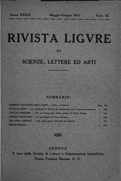 Rivista ligure di scienze, lettere ed arti organo della Società di letture e conversazioni scientifiche di Genova