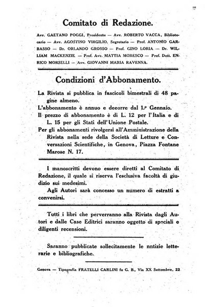 Rivista ligure di scienze, lettere ed arti organo della Società di letture e conversazioni scientifiche di Genova