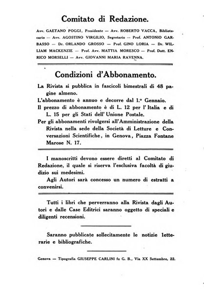 Rivista ligure di scienze, lettere ed arti organo della Società di letture e conversazioni scientifiche di Genova