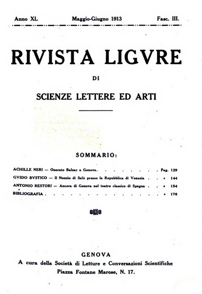 Rivista ligure di scienze, lettere ed arti organo della Società di letture e conversazioni scientifiche di Genova