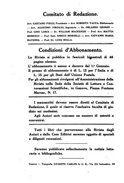 Rivista ligure di scienze, lettere ed arti organo della Società di letture e conversazioni scientifiche di Genova