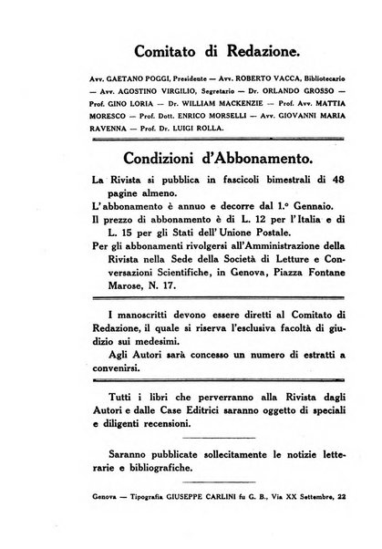 Rivista ligure di scienze, lettere ed arti organo della Società di letture e conversazioni scientifiche di Genova