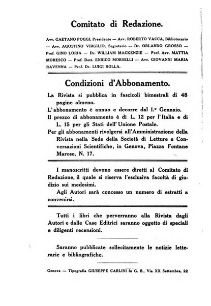 Rivista ligure di scienze, lettere ed arti organo della Società di letture e conversazioni scientifiche di Genova