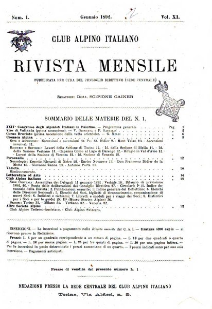 Rivista mensile del Club alpino italiano