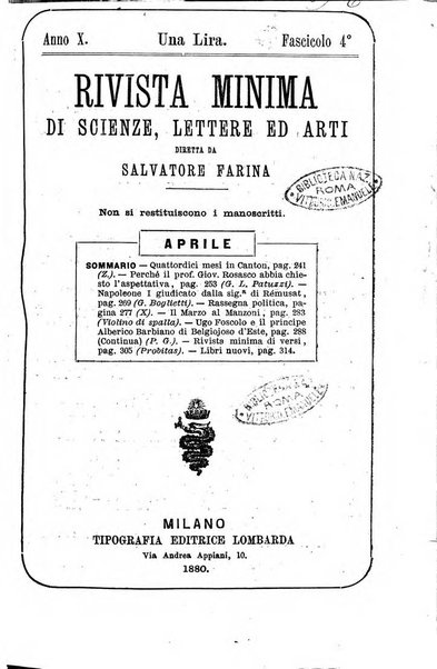 Rivista minima di scienze, lettere ed arti