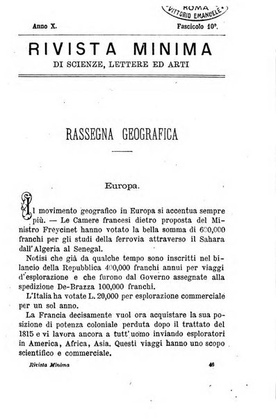 Rivista minima di scienze, lettere ed arti