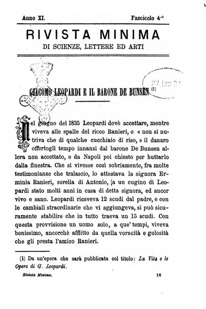 Rivista minima di scienze, lettere ed arti