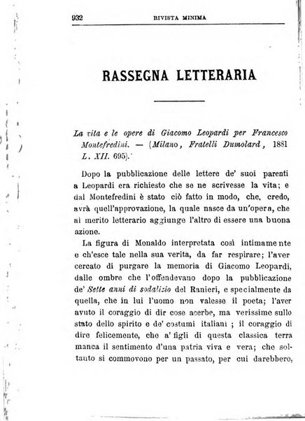 Rivista minima di scienze, lettere ed arti