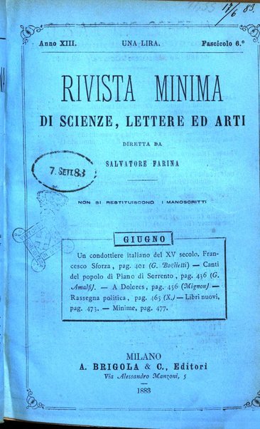 Rivista minima di scienze, lettere ed arti