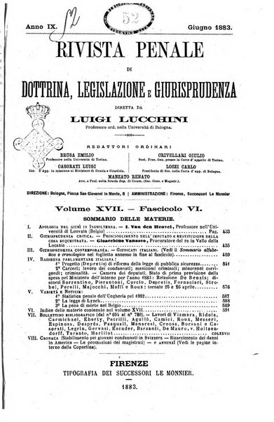 Rivista penale di dottrina, legislazione e giurisprudenza