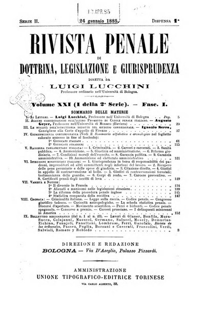 Rivista penale di dottrina, legislazione e giurisprudenza