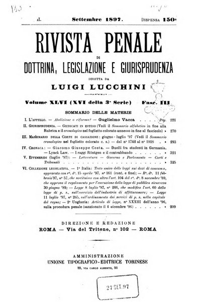 Rivista penale di dottrina, legislazione e giurisprudenza