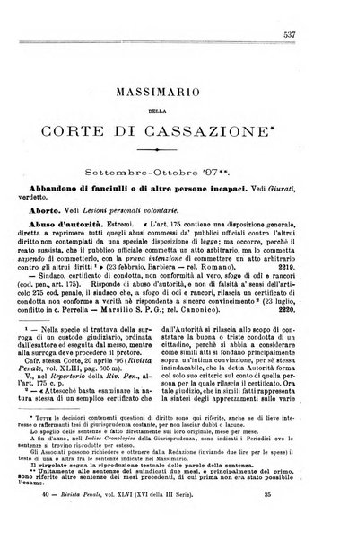 Rivista penale di dottrina, legislazione e giurisprudenza