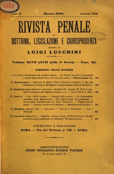 Rivista penale di dottrina, legislazione e giurisprudenza