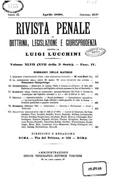 Rivista penale di dottrina, legislazione e giurisprudenza