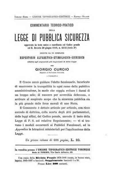 Rivista penale di dottrina, legislazione e giurisprudenza