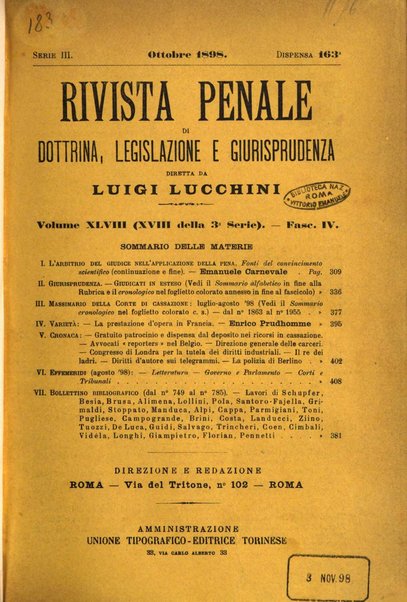 Rivista penale di dottrina, legislazione e giurisprudenza