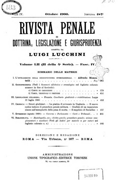 Rivista penale di dottrina, legislazione e giurisprudenza