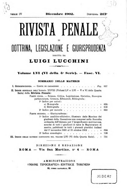 Rivista penale di dottrina, legislazione e giurisprudenza