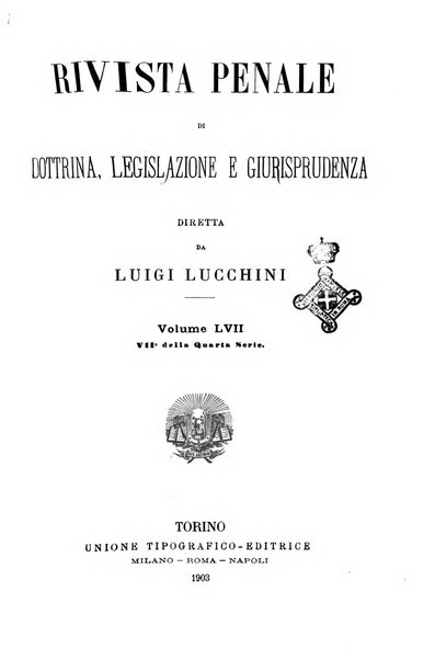 Rivista penale di dottrina, legislazione e giurisprudenza