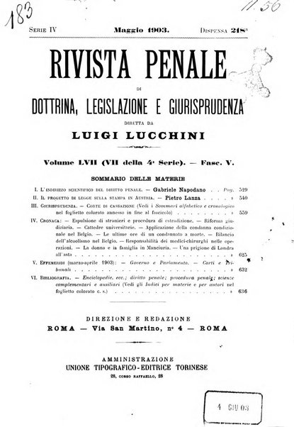 Rivista penale di dottrina, legislazione e giurisprudenza