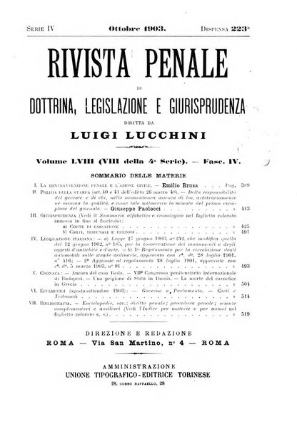 Rivista penale di dottrina, legislazione e giurisprudenza