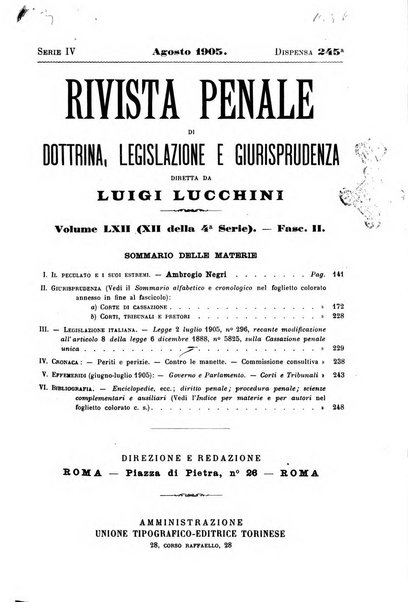 Rivista penale di dottrina, legislazione e giurisprudenza