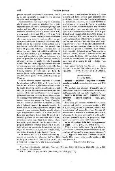 Rivista penale di dottrina, legislazione e giurisprudenza