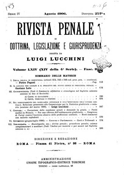 Rivista penale di dottrina, legislazione e giurisprudenza