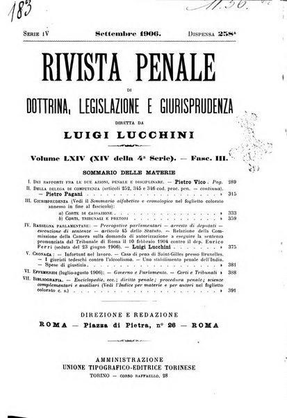 Rivista penale di dottrina, legislazione e giurisprudenza