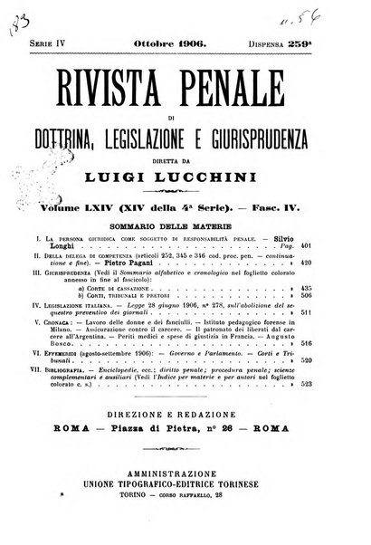 Rivista penale di dottrina, legislazione e giurisprudenza