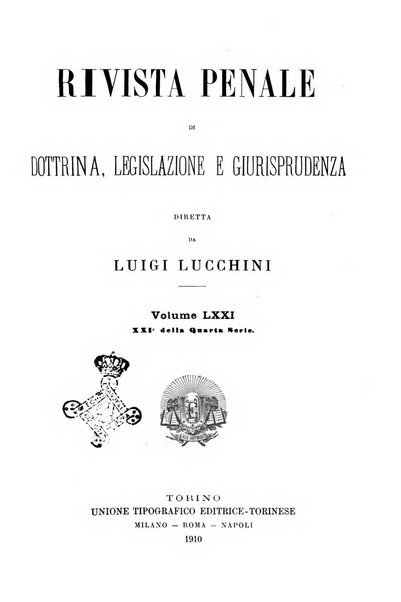 Rivista penale di dottrina, legislazione e giurisprudenza