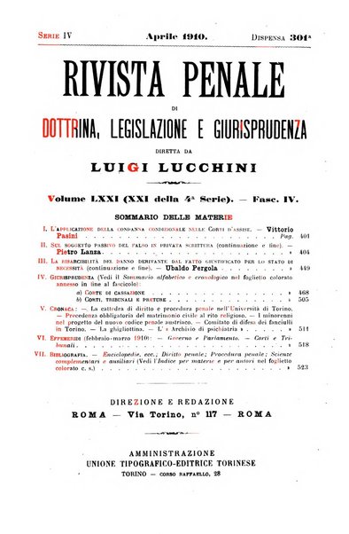 Rivista penale di dottrina, legislazione e giurisprudenza