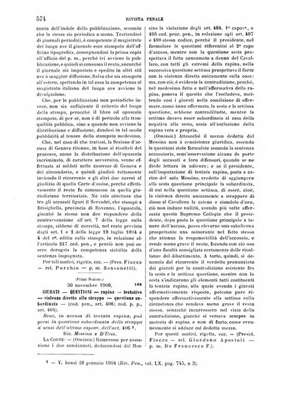 Rivista penale di dottrina, legislazione e giurisprudenza