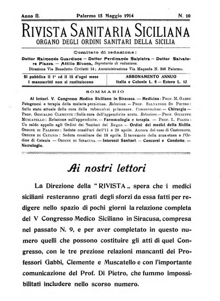 Rivista sanitaria siciliana organo degli Ordini sanitari della Sicilia