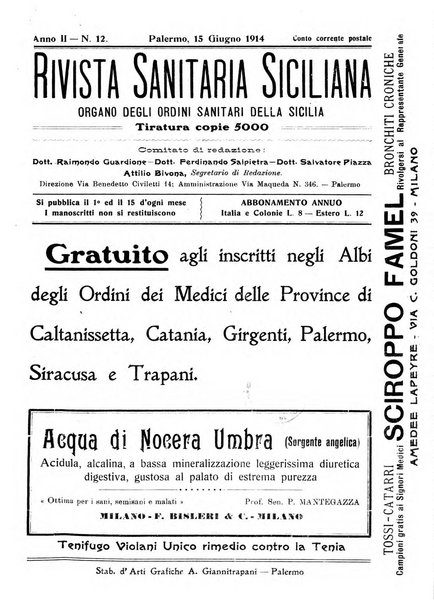 Rivista sanitaria siciliana organo degli Ordini sanitari della Sicilia